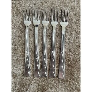 NSCO (National Stainless) Japan Sea Cliff Pattern MCM 5 Cocktail Forks Rare